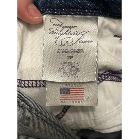 NYDJ  Embellished Pockets Straight Leg Blue Denim Jeans Size 2P NWOT - Picture 9 of 11